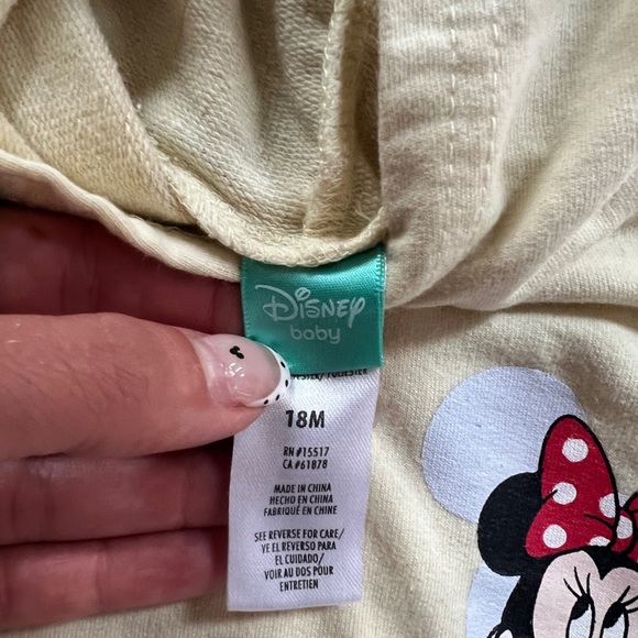 Disney Baby Girl Light Yellow Minney Mouse Hoodie 18 months - Picture 4 of 5
